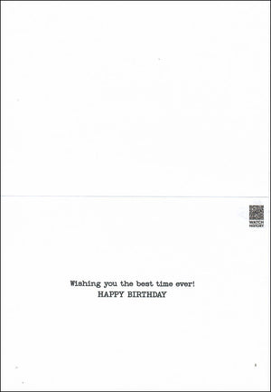The inside of the card reads wishing you the best time ever happy birthday. 