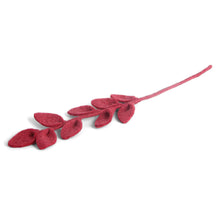  Felted Wool Sharp Red Leaf Stem - Danish Designed