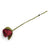 Dark red felted wool Rose flower wrapped in green leaves with and green wired stem.