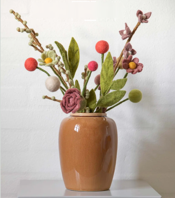 Felted Wool Flowers on Stalk