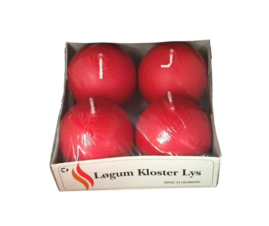 Danish, Ball Candles from the HYGGE Collection - Red 2.5"