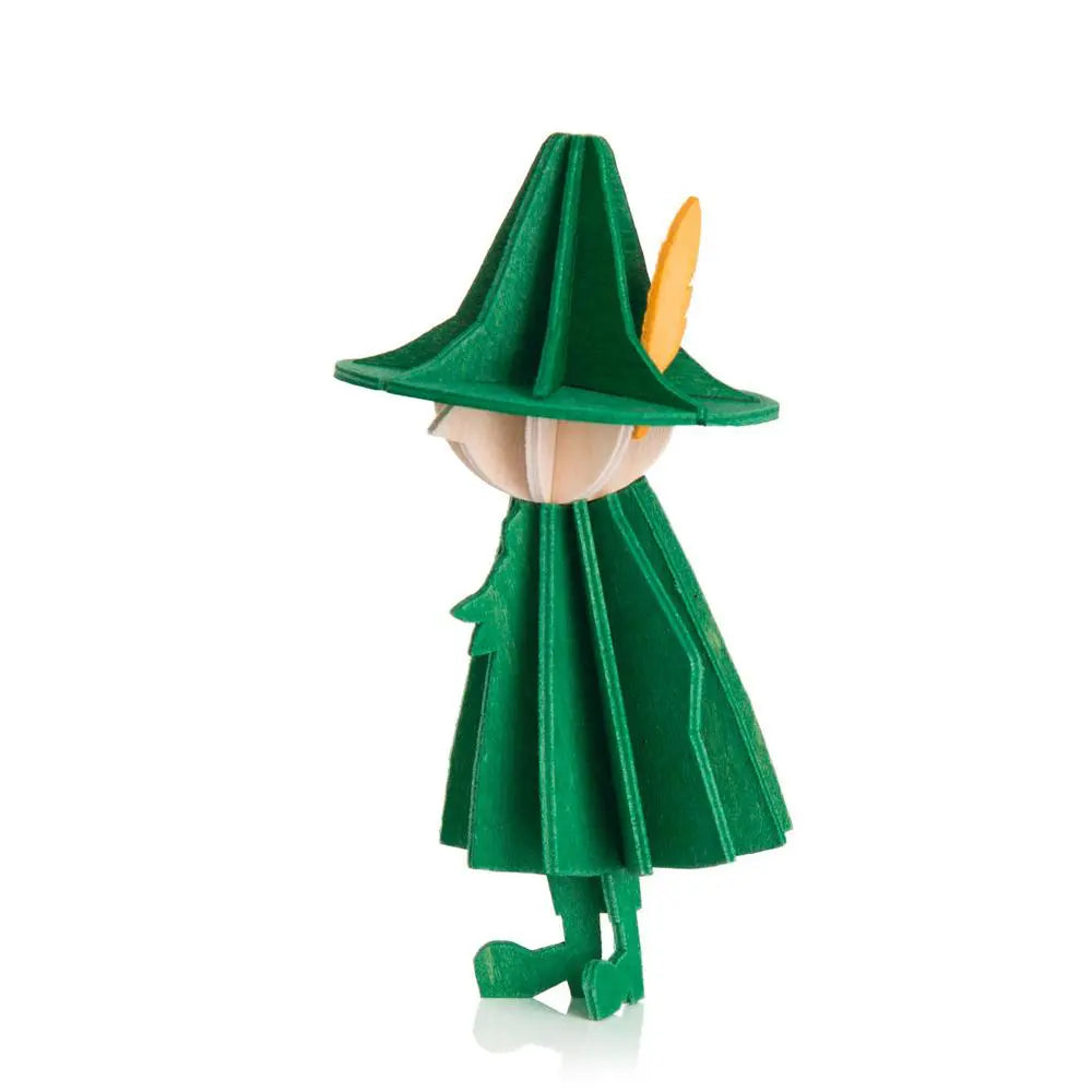 Snufkin by Lovi, a 3D puzzle, is made in Eco-friendly Birch plywood. He is Green with a yellow feather in his hat.
