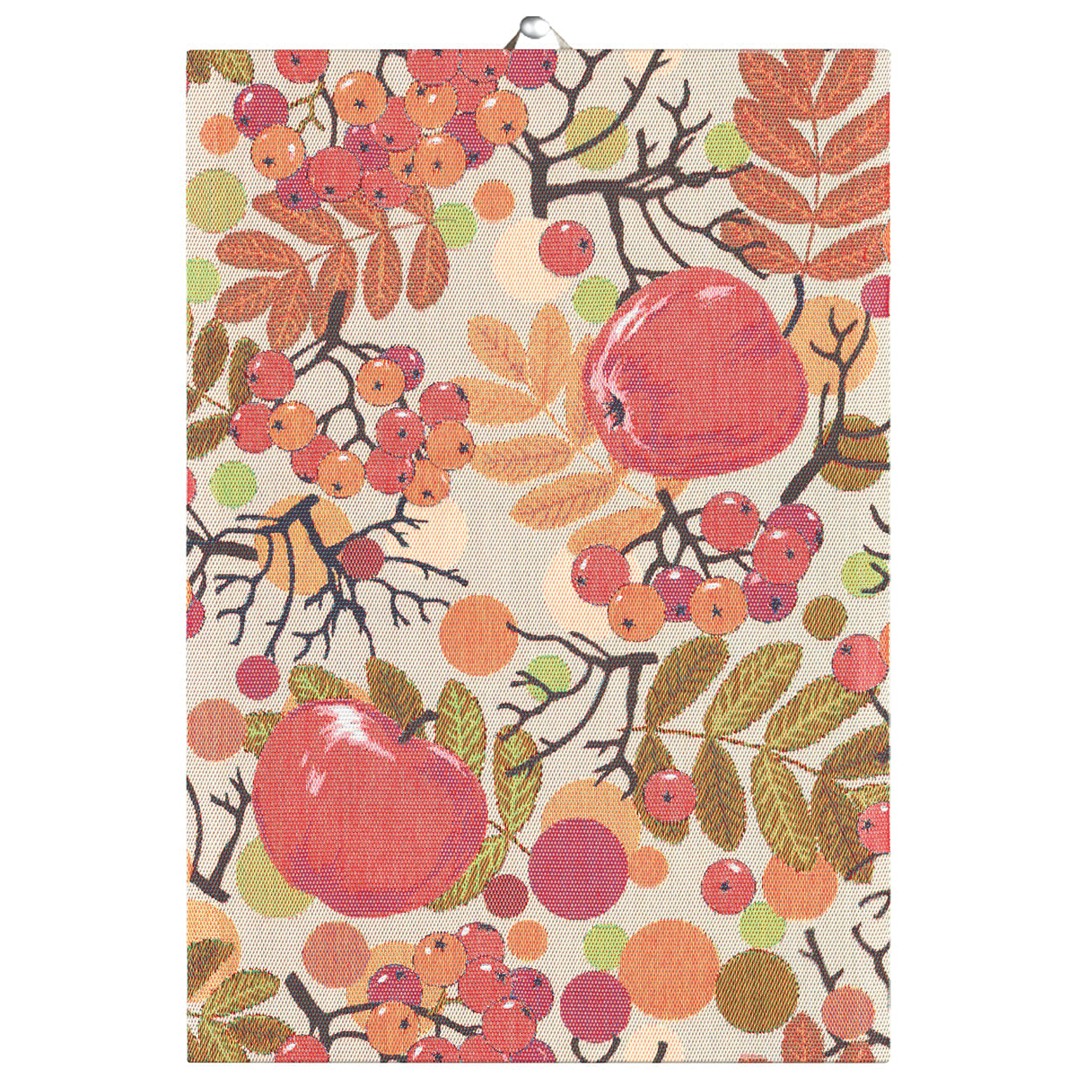 Tea Towel with Apples and Leaves at Harvest